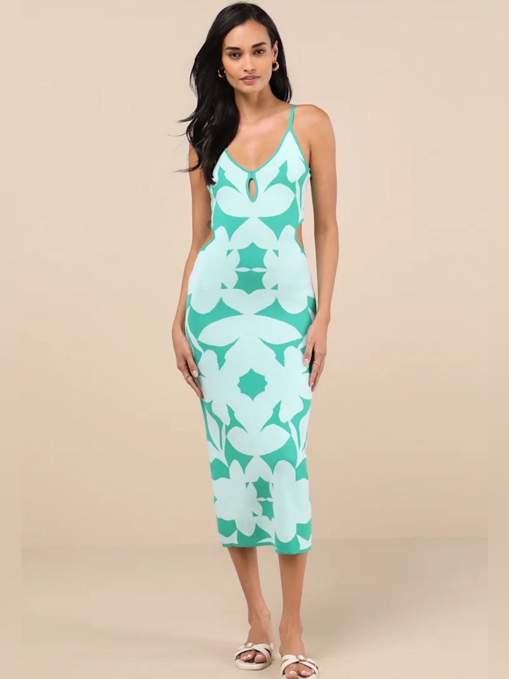Light Green & Teal Patterned Dress